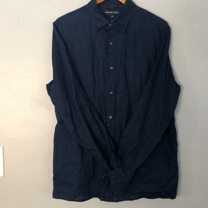 MICHAEL KORS | Men’s Linen Button Down Navy | Size Medium M